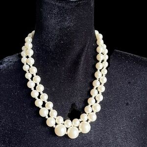Vintage White 2 Strand Beaded
Necklace